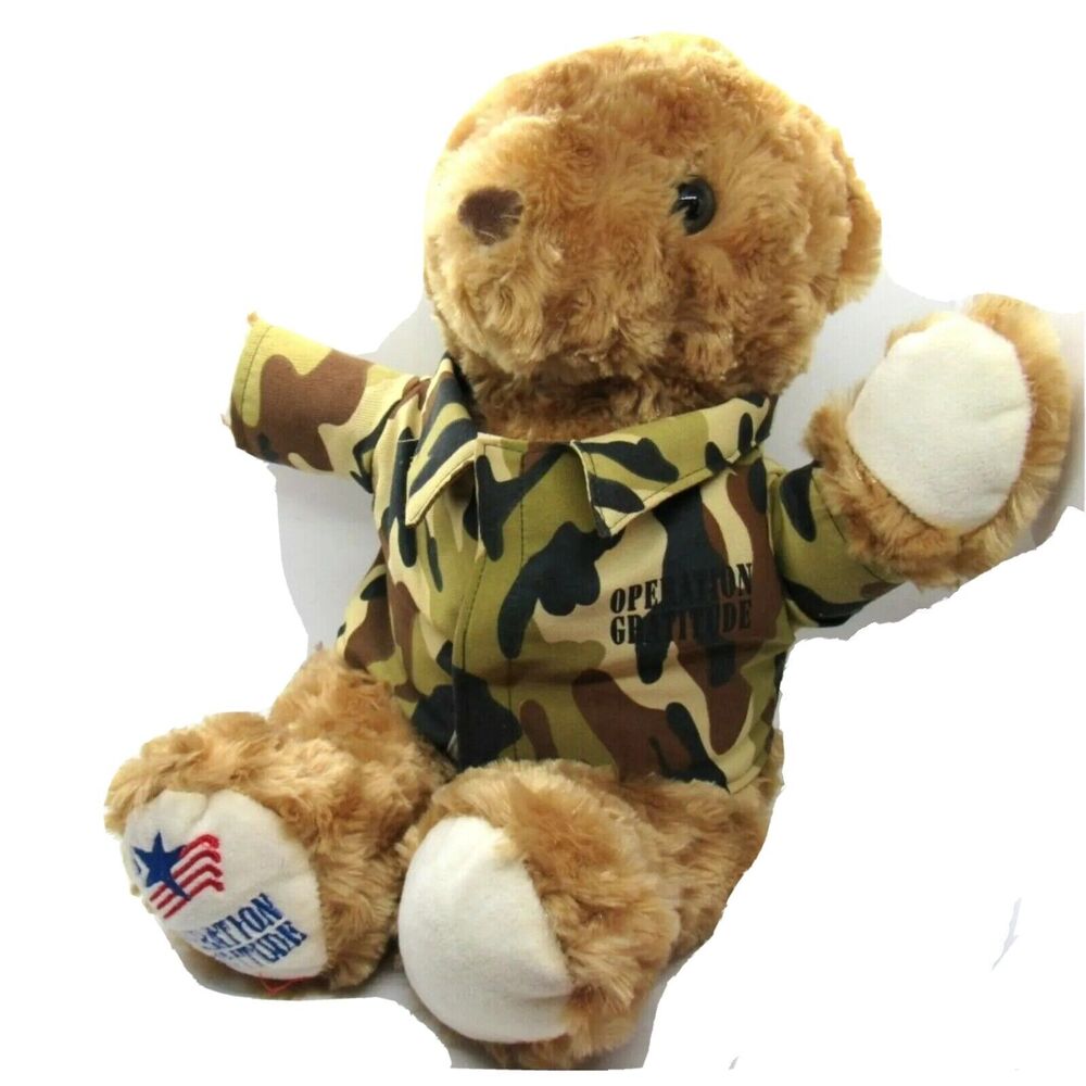 Military Plush Teddy Bear W/ Army Uniform Operation Gratitude Stuffed Animal